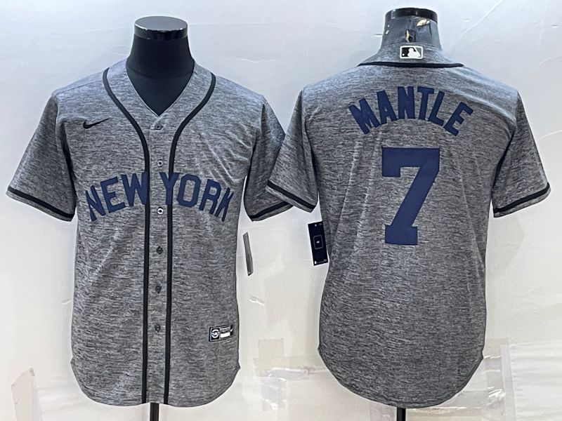 Men New York Yankees #7 Mantle Grey hemp ash Nike 2022 MLB Jerseys
